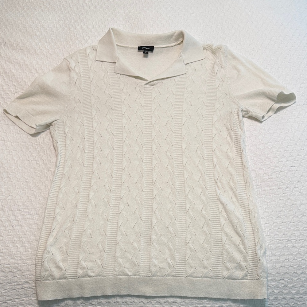 Express Textured Cream Polo Shirt
